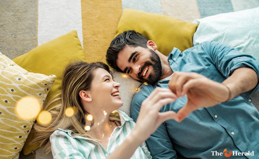 Loving young couple at home