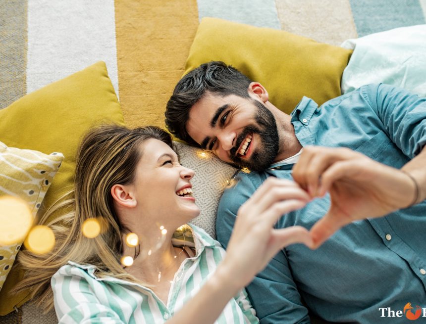 Loving young couple at home