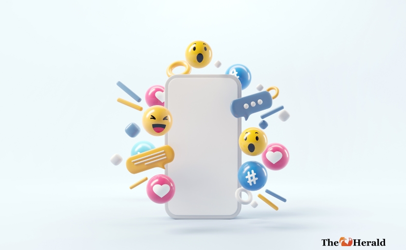 الصورة إطار صور مع أيقونات الشبكة الاجتماعية، تصميم عصري مجرد لإعلانات وسائل التواصل الاجتماعي