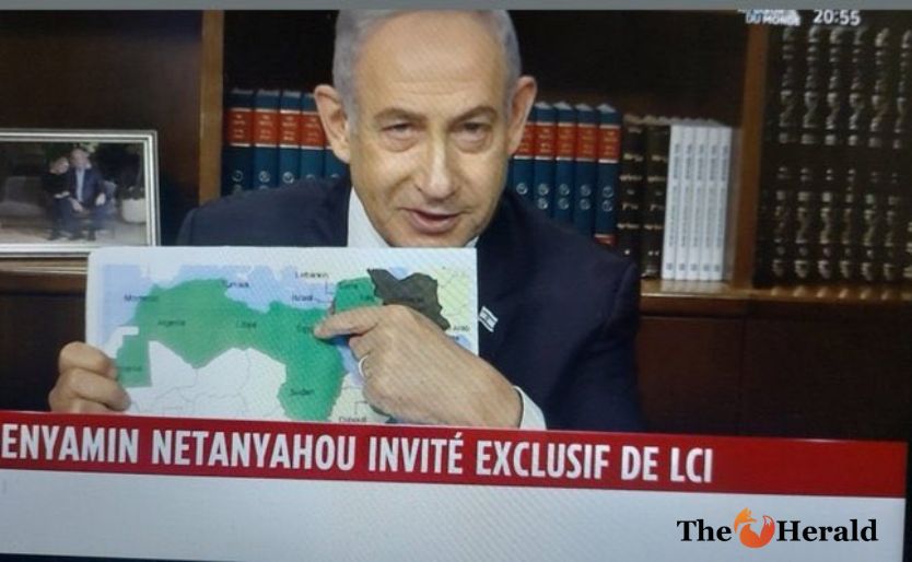 نتنياهو يبتر خارطة المغرب خريطة الصحراء المغربية