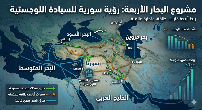 مشروع “البحار الأربعة”: بعث الجغرافيا السورية من بوابة السيادة اللوجستية