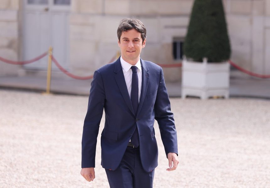 This file photo taken on May 7, 2022 shows Gabriel Attal at the Elysee Palace in Paris, France. (Xinhua/Gao Jing)